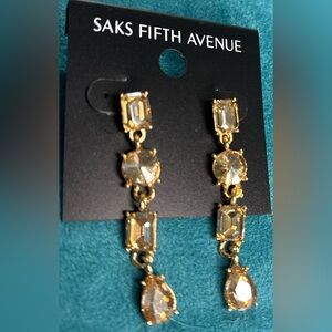 Saks Fifth Avenue Gold and Crystal Earrings